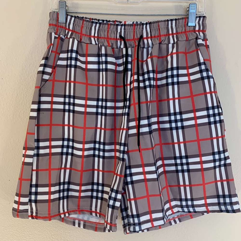 Custom Handmade Plaid Satin Shorts 30-38 loose to tight range 5.5" inseam Silk